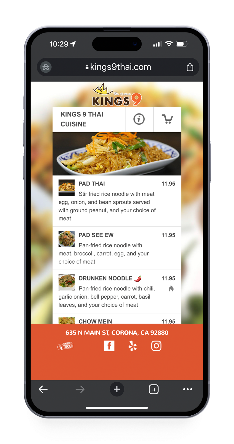 Iphone with food website